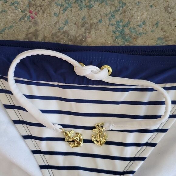 Sperry Top Sider Navy Blue & White Striped Nautical Tankini Bathing Suit Size S - Picture 3 of 15